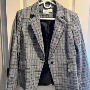Calvin Klein Women's Black and White Checkered Blazer